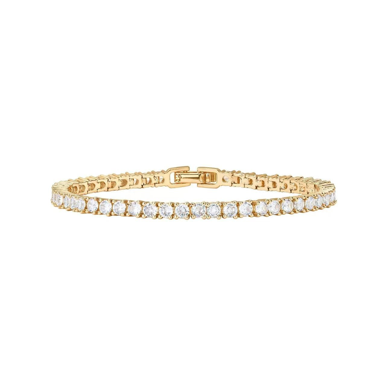 Women's Gold-colored Chain Bracelet Fully Studded With Diamonds