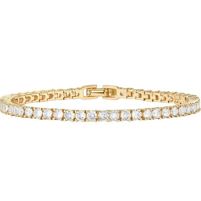 Women's Gold-colored Chain Bracelet Fully Studded With Diamonds